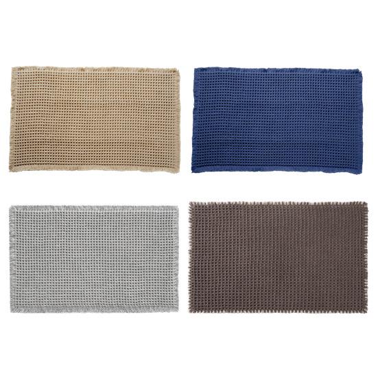 Коврик для ванной из пены с эффектом памяти, вафельная текстура, отделка кисточками, высокоабсорбирующий, быстросохнущий пол