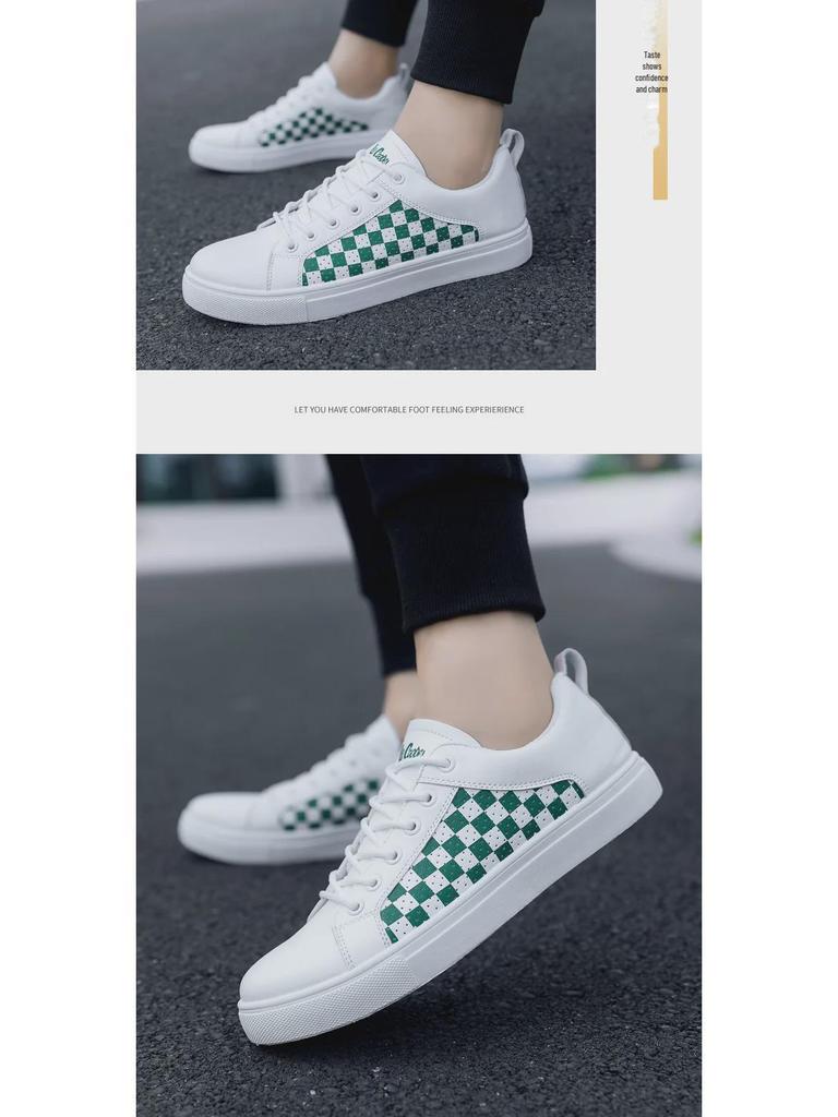 Летние мужские кроссовки Checkerboard 2024 года из искусственной кожи белого цвета, очень большие