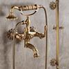 Tuqiu Antique Bathtub Shower Set Wall Mounted Carved Bathtub Faucet Bathroom Cold and Hot White Bath and Shower Mixer Taps Brass