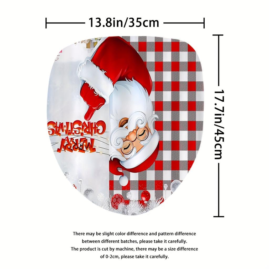 4 шт. Рождественский комплект занавесок для душа, водостойкий с 12 крючками, нескользящий коврик для ванной комнаты, U-образный коврик для унитаза, накладка на крышку унитаза