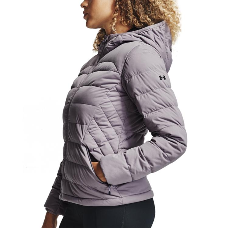Under Armour Складной легкий пуховик с капюшоном, женская верхняя одежда, свинцово-серый, фиолетовый 1355833-585