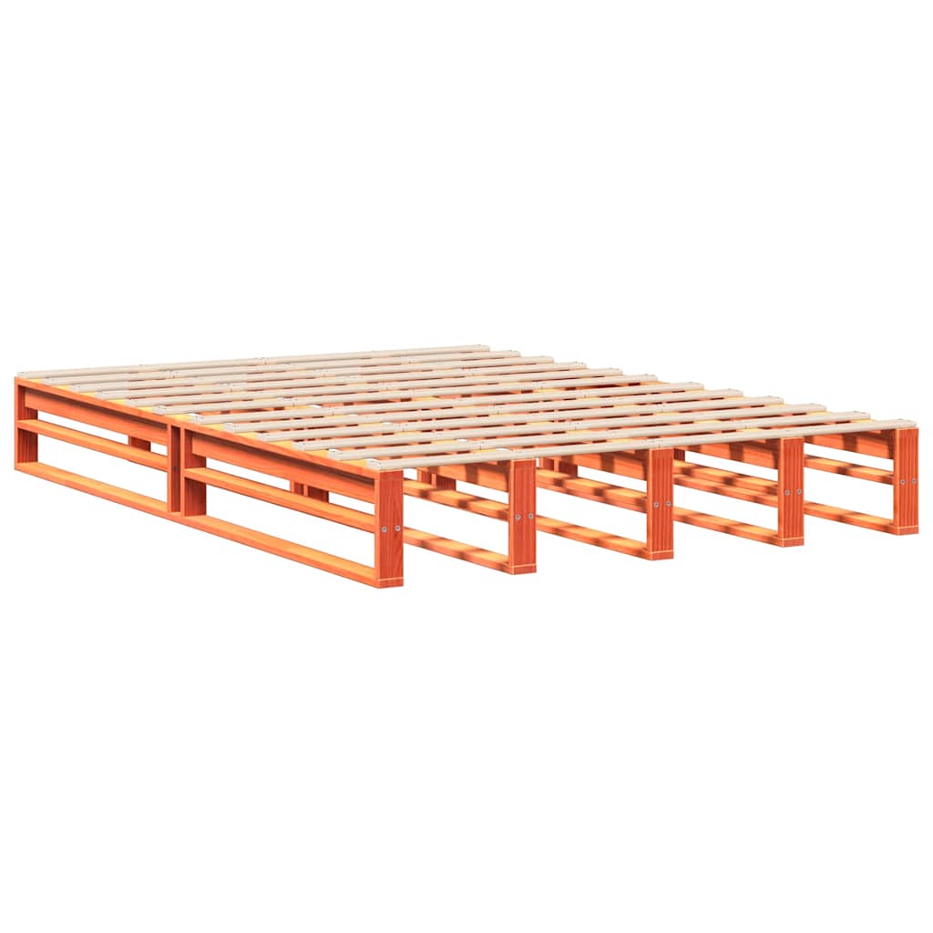 Solid Wood Bed without Mattress Wax Brown 135 x 190 cm Pine Wood