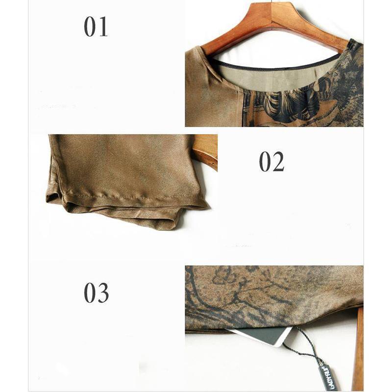 Женское летнее платье L-XXXXXL в китайском стиле для среднего возраста с рукавом 3/4 и круглым вырезом с принтом длиной до икры Повседневная одежда Домашняя одежда