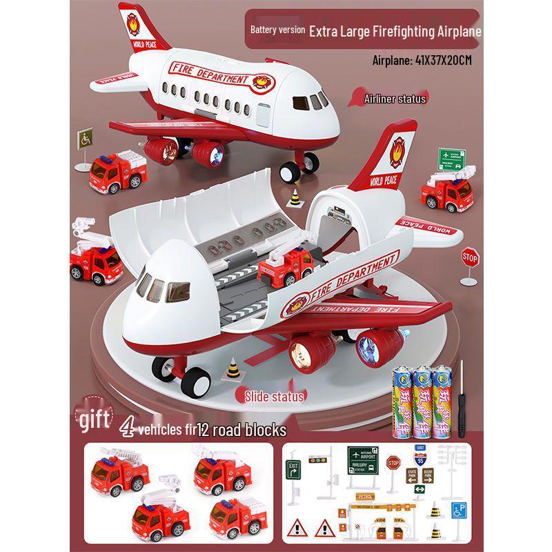 Extra Large Transforming Airplane Toy with Music and Storage Features for Kids