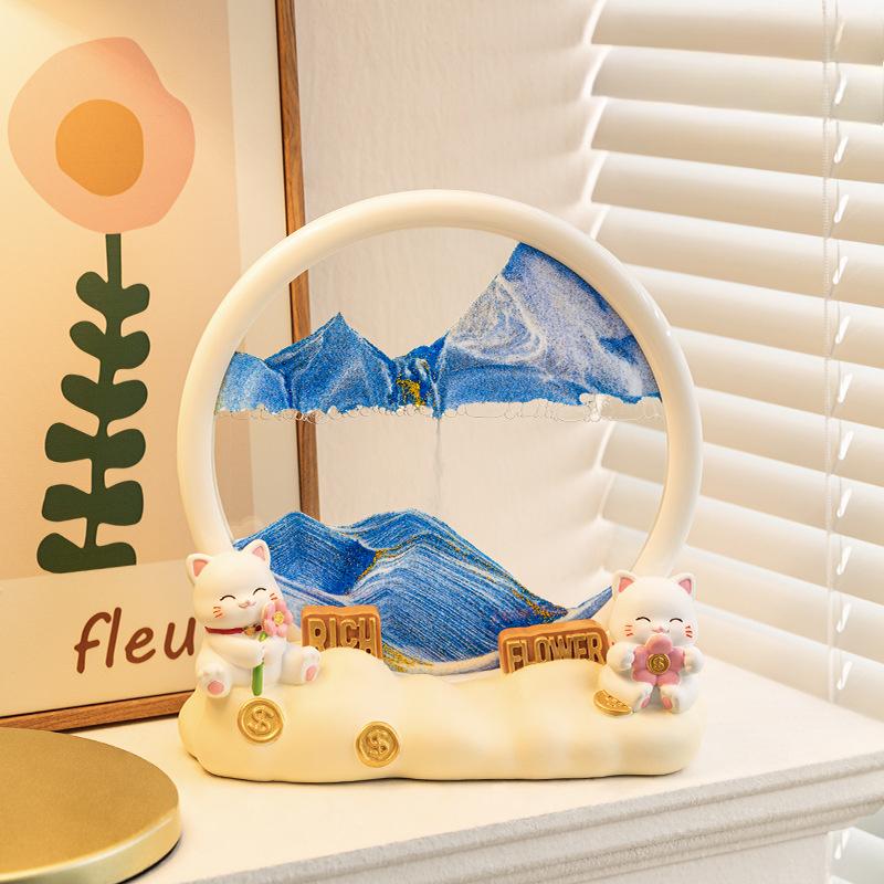 Uni-que Luxury Quicksand Painting Ornaments Anime Panda Living Nice Room Office Hourglass Decoration 3D 3piecedimensional Quicksand Painting