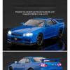 1/24 Nissan Skyline GTR R34 Форсаж Модель машины из сплава Звук Свет Коллекционная Миниатюрная Voiture Литая Игрушечная Машина Мальчик C342