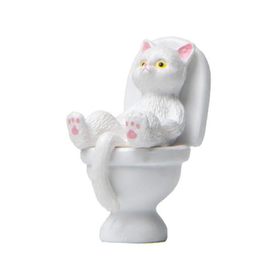 Funny Cat Figurine Spiritual Consolation PVC Vivid Appearance Toilet Series Cat Statue Party Supplies