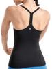 CRZ YOGA Yoga Tank Sports Ribbed Fitness Size S Women's Top, Camisole, Quick-Drying, Knit, Padded, Y-Back, Top, Black,