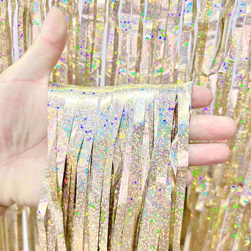 1x2m Laser Rain Tinsel Garland Door Curtain for Weddings, Christmas, Birthdays, and Party Backdrops