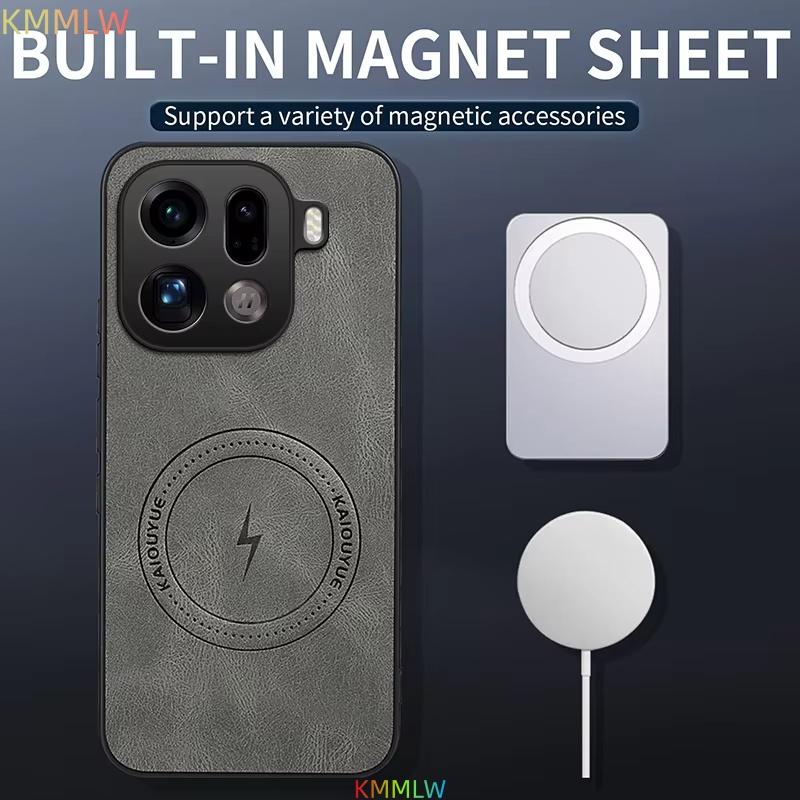 Чехол для OPPO Find X9 Pro Роскошная кожаная накладка Магнитный Magsafe Защитная задняя крышка Для телефона OPPO Find X9 X9Pro