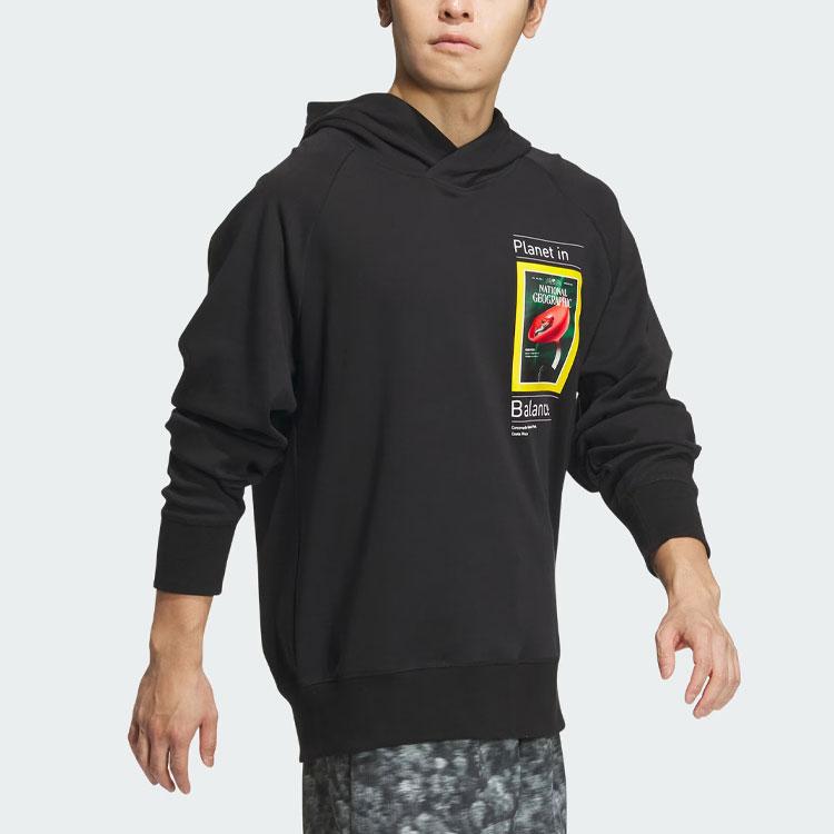 adidas Мужская толстовка с капюшоном и графическим принтом X National Geographic Dwr, черная IS9524