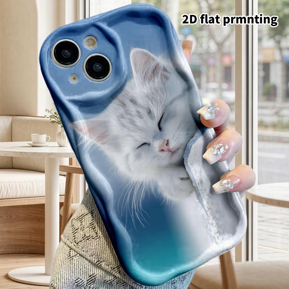 Чехол для телефона: 2D плоский дизайн, подходящий для iPhone 18, 17, 16, 15, 14, 13 Pro, защитный чехол-пленка, стиль для пары, градиентный котенок, Рождество и Хэллоуин
