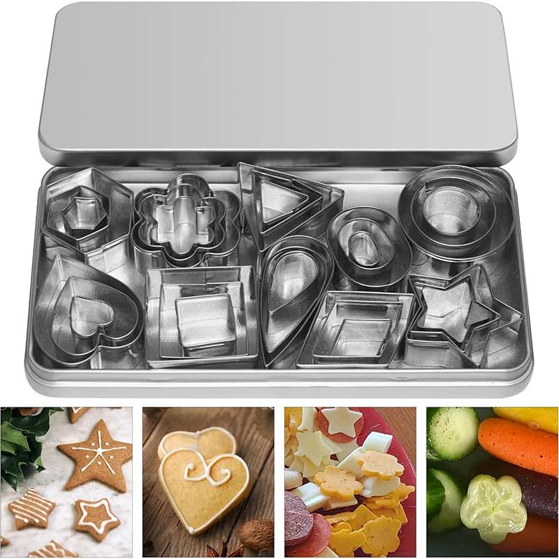 30Pcs Cookie Mold Stainless Steel Sugar Biscuit Press Stamp Embosser Cookie Cutter Fondant Cake Mold Pastry Baking Accesories