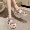 Women Summer New Casual Slippers Female Fashion Rhinestone Platform Flats Outdoor Comfortable Solid Color Indoor Beach Slippers