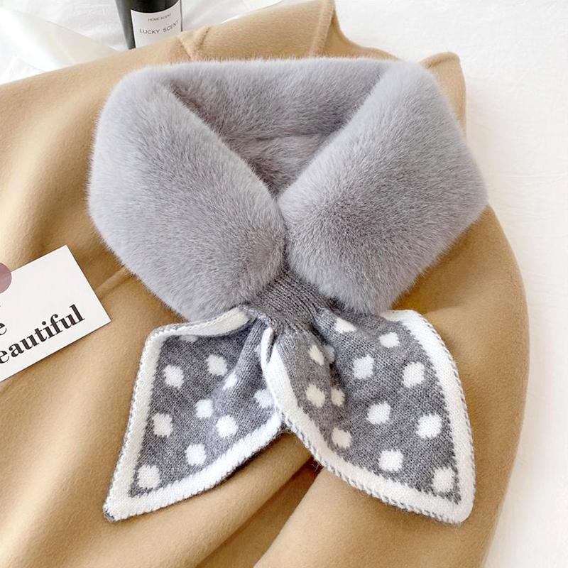 1PC Furry Scarf Cold-proof Faux Fur Outdoor Windproof Soft Shawl Super Soft Plush Scarves Polka Dot Winter Warm