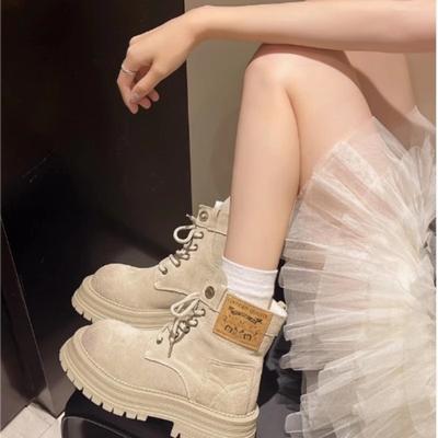 Женские ботинки Мартин на толстой подошве, обувь 2025 весна и осень, новые нескользящие ботинки цвета ревеня, женские британские ботильоны на платформе для улицы