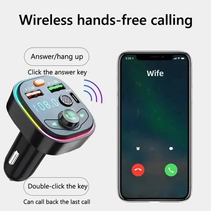 MP3-плеер FM-передатчик Беспроводной Автомобильный с Type C PD 18W 3A Быстрая Зарядка и Громкая Связь для iPhone Xiaomi Samsung Инструменты