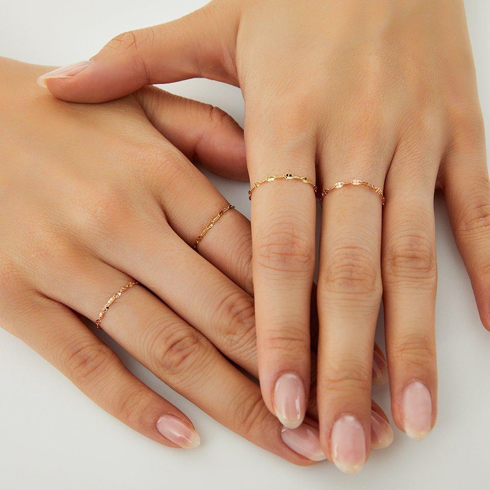 14K Lucky Four-Leaf Clover Chain Gold Ring