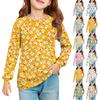 Girls' Long Sleeve Blouse - Round Neck Soft Waist Tunic