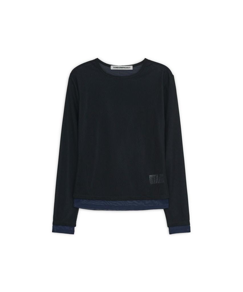 SUNBURNPROJECT Mesh Layered Long Sleeve Top, Black