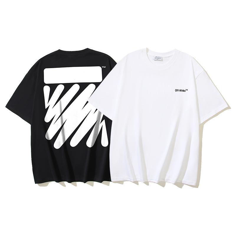 1189 Off-White 2025 Summer New Wave Stripe Pattern Printed Short Sleeved T-shirt for Men and Women