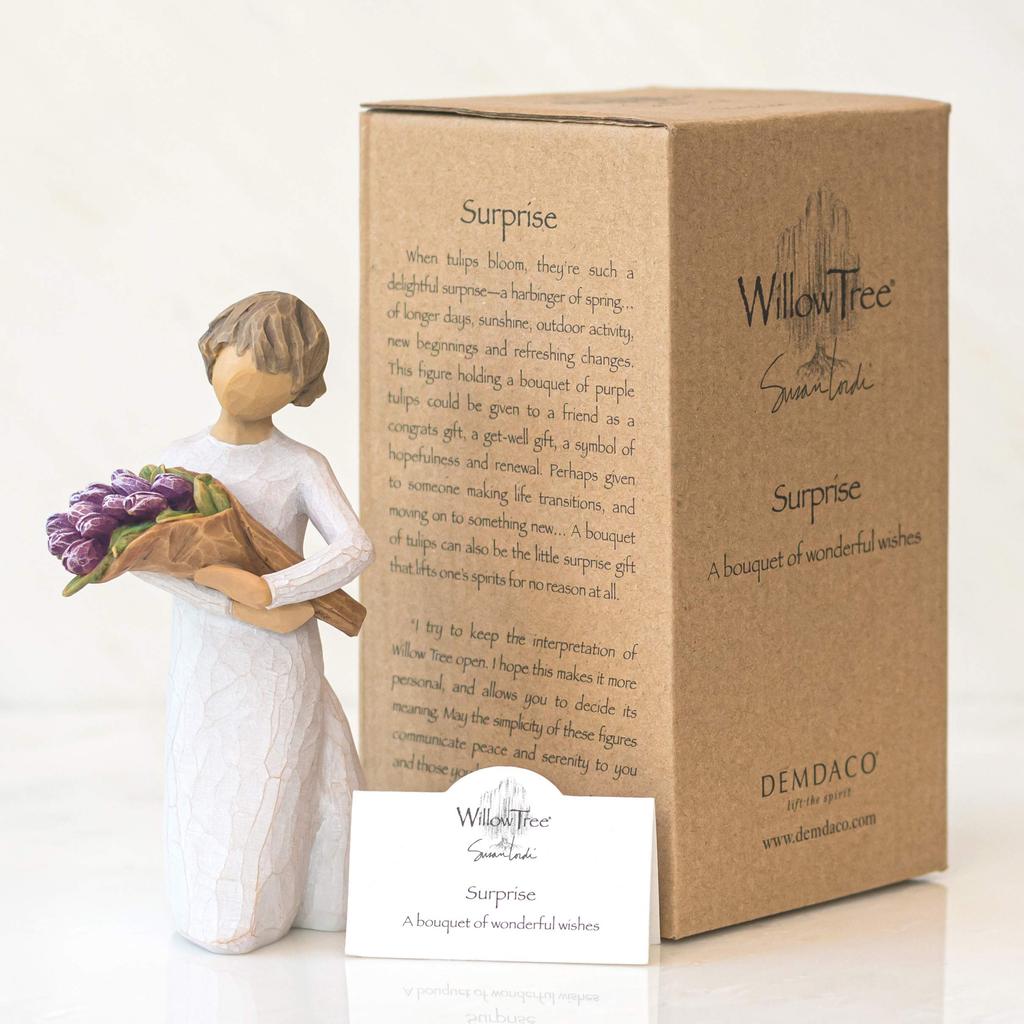 Surprise Willow Tree Statue, Bouquet of Tulips, Cute and Stylish Figurine, 12.7cm Tall