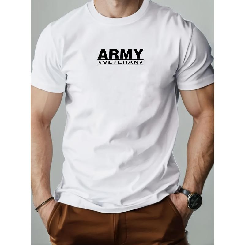 European sizes Men'S Army Graphic T-Shirt - Crew Neck Tee, Regular Fit Casual Shirt for Everyday & Formal Outfits - Breathable Summer Top for Army