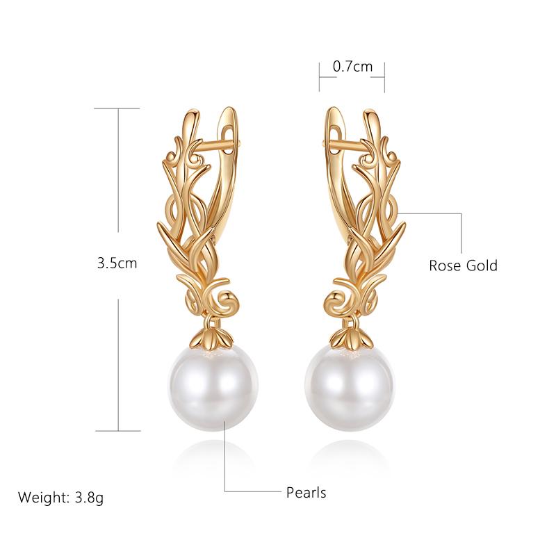 Длинные висячие серьги с жемчугом для женщин, серьги-капли цвета розового золота Kinel