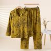 Womens Cotton Loungewear Set Long Sleeve Top Pants Home Sleepwear