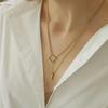 S925 Sterling Silver Adjustable Double-Layer All Match Necklace Female Geometric Shape Fashion Sweater Chain