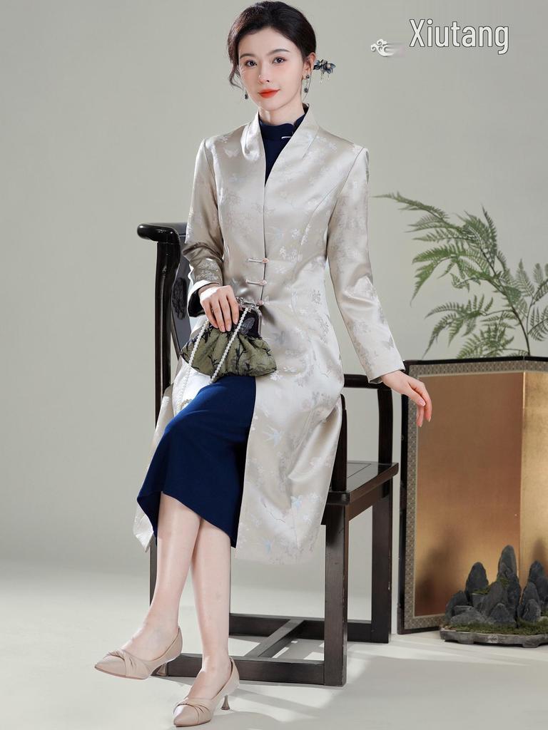 Showguan Tang 2025 Autumn/Winter Retro Chinese Cheongsam Windbreaker Coat