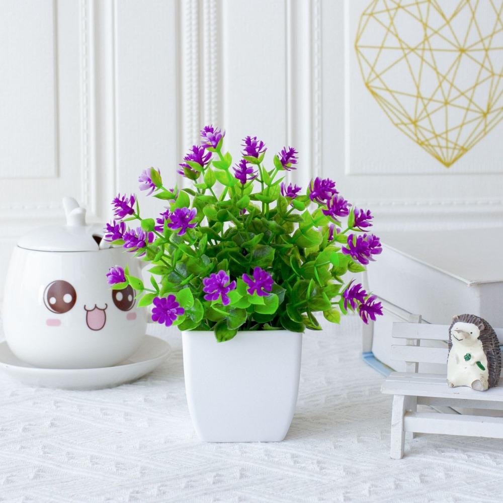 White Artificial Potted Flowers Plastic Fake Flower Bonsai Indoor Decoration