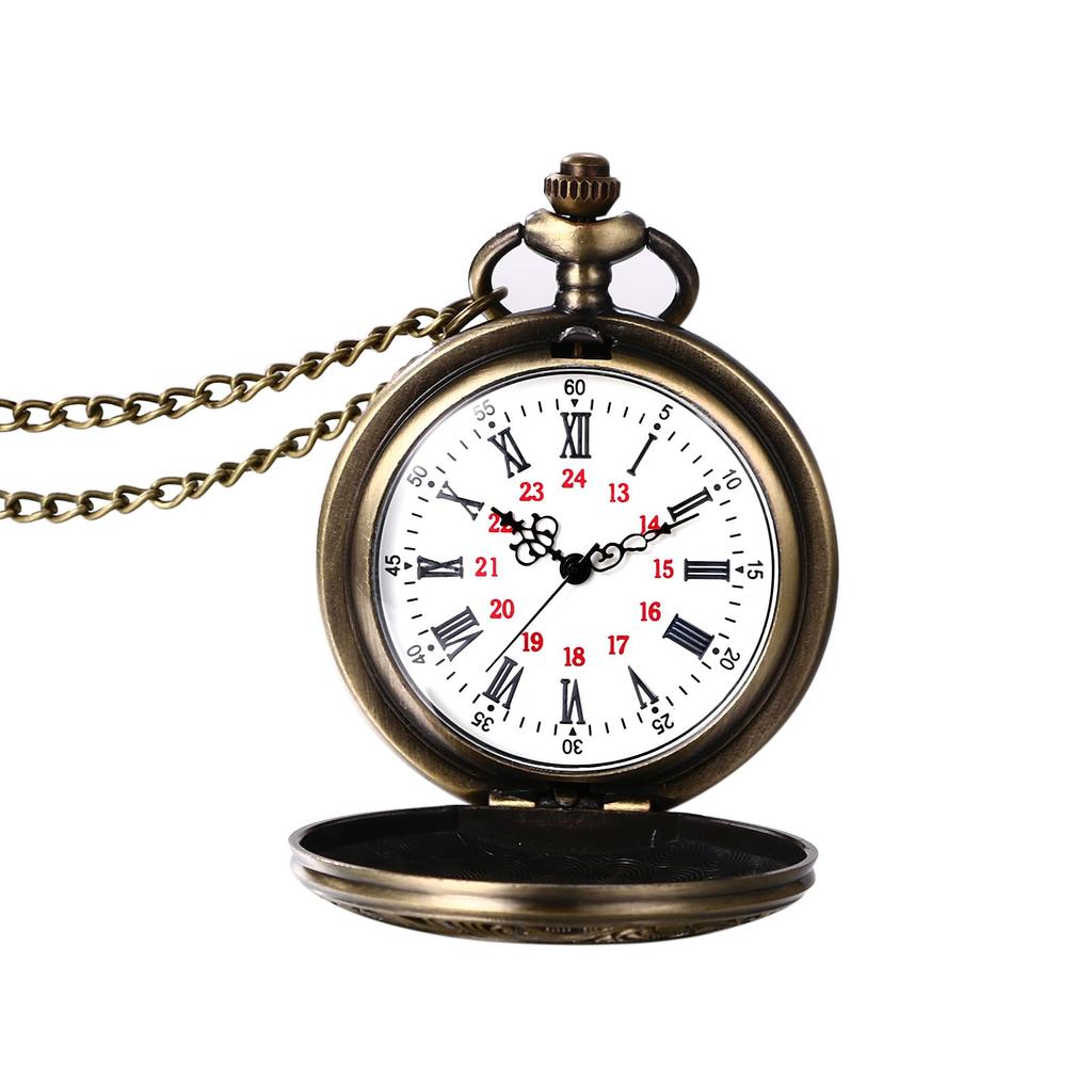 Pocket Watch Antique Roman Analog Display Waterproof Skeleton with Lid Pendant Necklace Pocket Watch with Chain Gold Retro Fashion Accessory