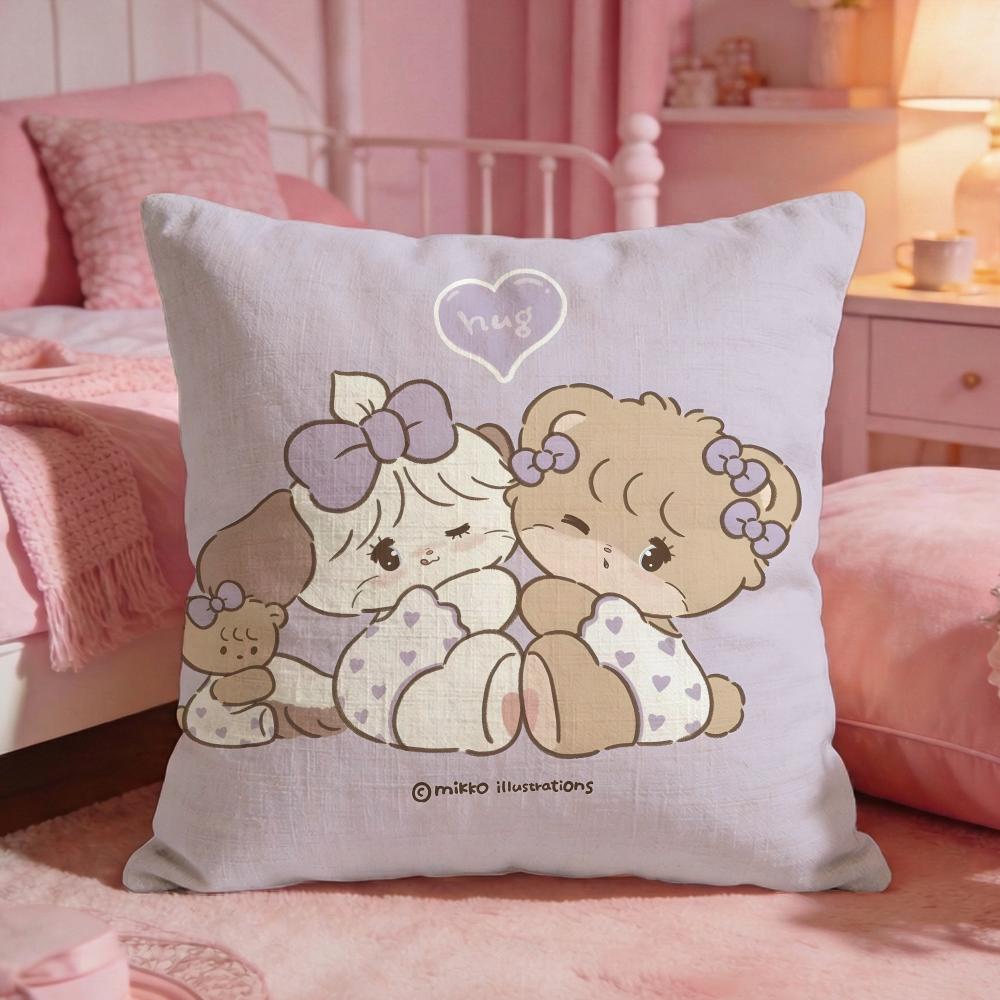 MMikkoS Cute Cat Cartoon Cushion Cover Premium Comfort Reversible Pillow Cove Two In One Design For Any Room Car Interior