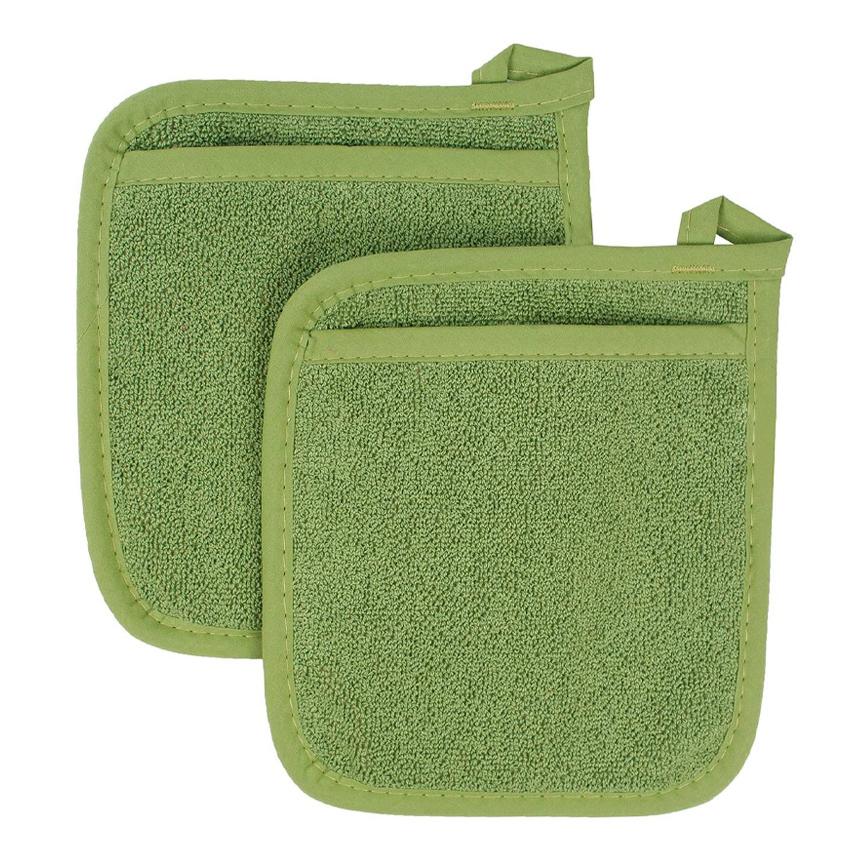 100% Cotton Premium Terry Pot Holders & Hot Pads 2-Pack, 7.8"x7.8", High Heat Resistance