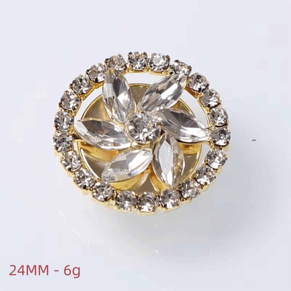 Flower Rhinestone Button Cover Alloy Detachable Clip-On Button for Shirt Tuxedo Accessories