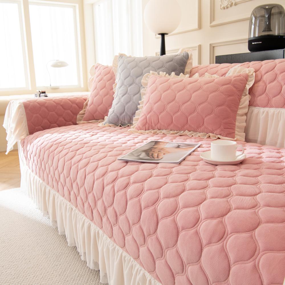 Plush Sofa Cushion French Style Sofa Cover Non-Slip Seat Cushions Cover Cloth Backrest Towel Autumn and Winter