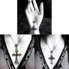 Gothic Baroque Silver Cross Pendant Necklace For Women With Geometric Shape And Glass Material