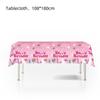 51Pcs Pink Spider Party Supplies Tableware Set w/ Tablecloth Plates Cups Napkins