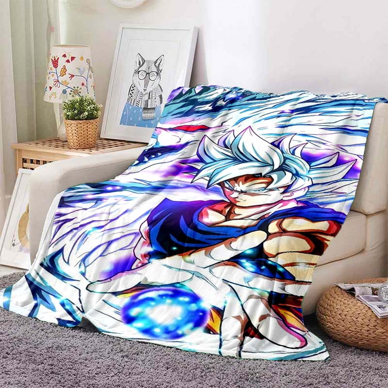 Плед с принтом из аниме Dragon Ball, Теплый и уютный фланелевый плед, Подходит для спален, диванов, кроватей, кресел, пикников и