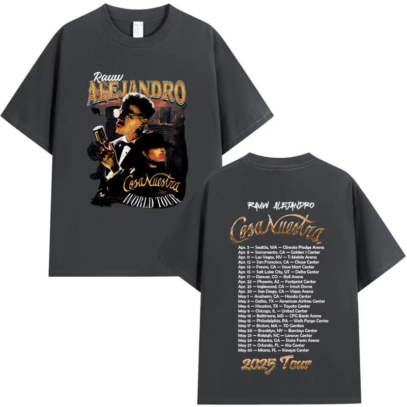 Singer Rauw Alejandro Cosa Nuestra 2025 Tour Tshirt Unisex Unisex Vintage Short Sleeve T Shirt Cotton Casual Oversized Tshirts
