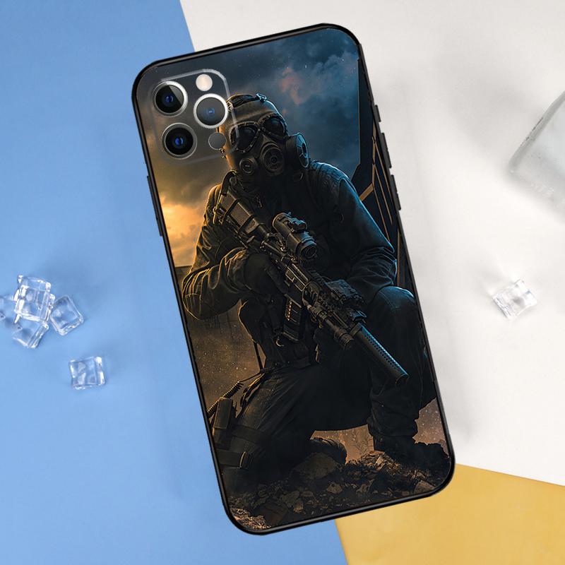 Tactical Swat Gear Pattern Phone Case For iPhone 16 Pro Max 13 12 Mini 11 14 15 Pro Max XR 16 15 Plus 16e Cover Shell