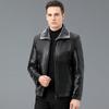 Куртка из натуральной кожи мужская зимняя деловая повседневная для пап среднего возраста с утолщенными бархатными лацканами