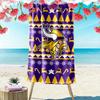 Minnesota Vikings Ugly Sweater Beach Towel Microfiber Beach Towel, Lightweight and Quick-Dry, for Summer Travel, Swimming Pool Fan Birthday Gift
