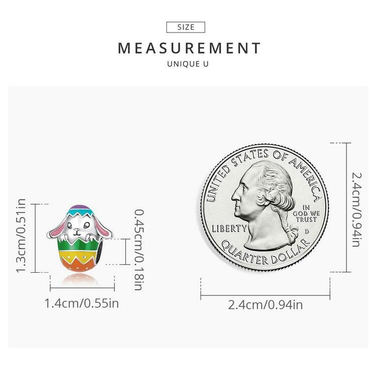 WOSTU Стерлингового серебра 925 пробы, животные, кролик, пасхальное яйцо, подвеска из бисера, подходит для оригинального браслета, ожерелья для женщин, ювелирные изделия