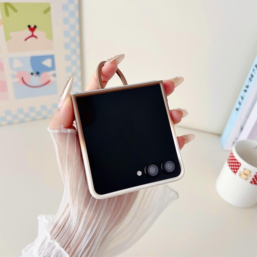 For Samsung Galaxy Z Flip7 5G Case Skin Touch Kickstand PC TPU Phone Cover with Ring Holder