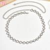 HY  Women Figure 8 White Rhinestone Geometric Fine Beach Sexy Belt Slender Waist Body Chain Versatile Dress Accessories