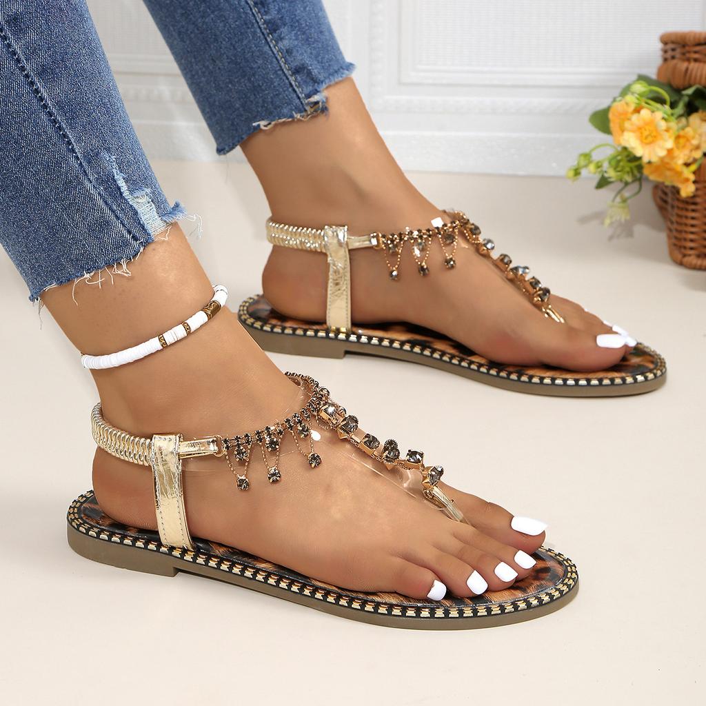 Сандалии женские со стразами, лето 2024, новые большие модные сандалии со стразами, большой размер 4142женские сандалии