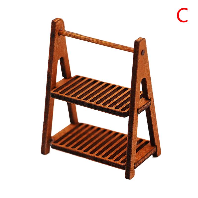 1:12 Dollhouse Miniature Bread Rack Cake Stand Food Storage Shelf Scene Decor