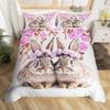 Easter Rose Rabbit Duvet Cover Cute Bunny Happy Easter Bedding Set Full for Kids Boys GirlsRustic Flower Animal Comforter Cover